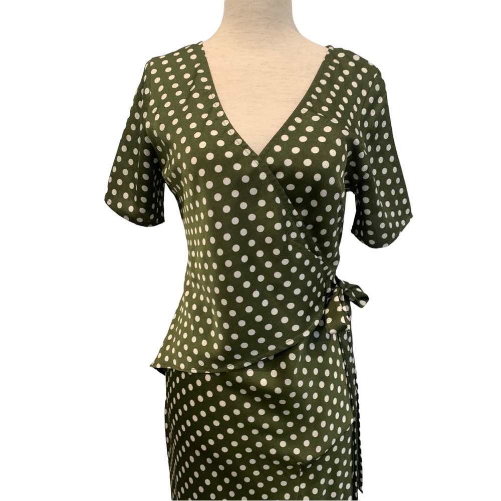 VRG GRL Green Polka Dot MIDI Dress by Paper Closet